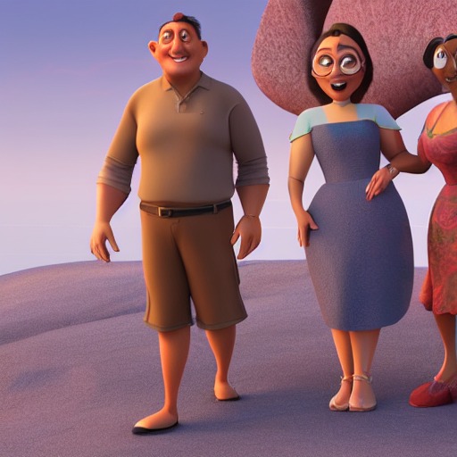 a man with two womans, Rendered by octane, disney animation studios